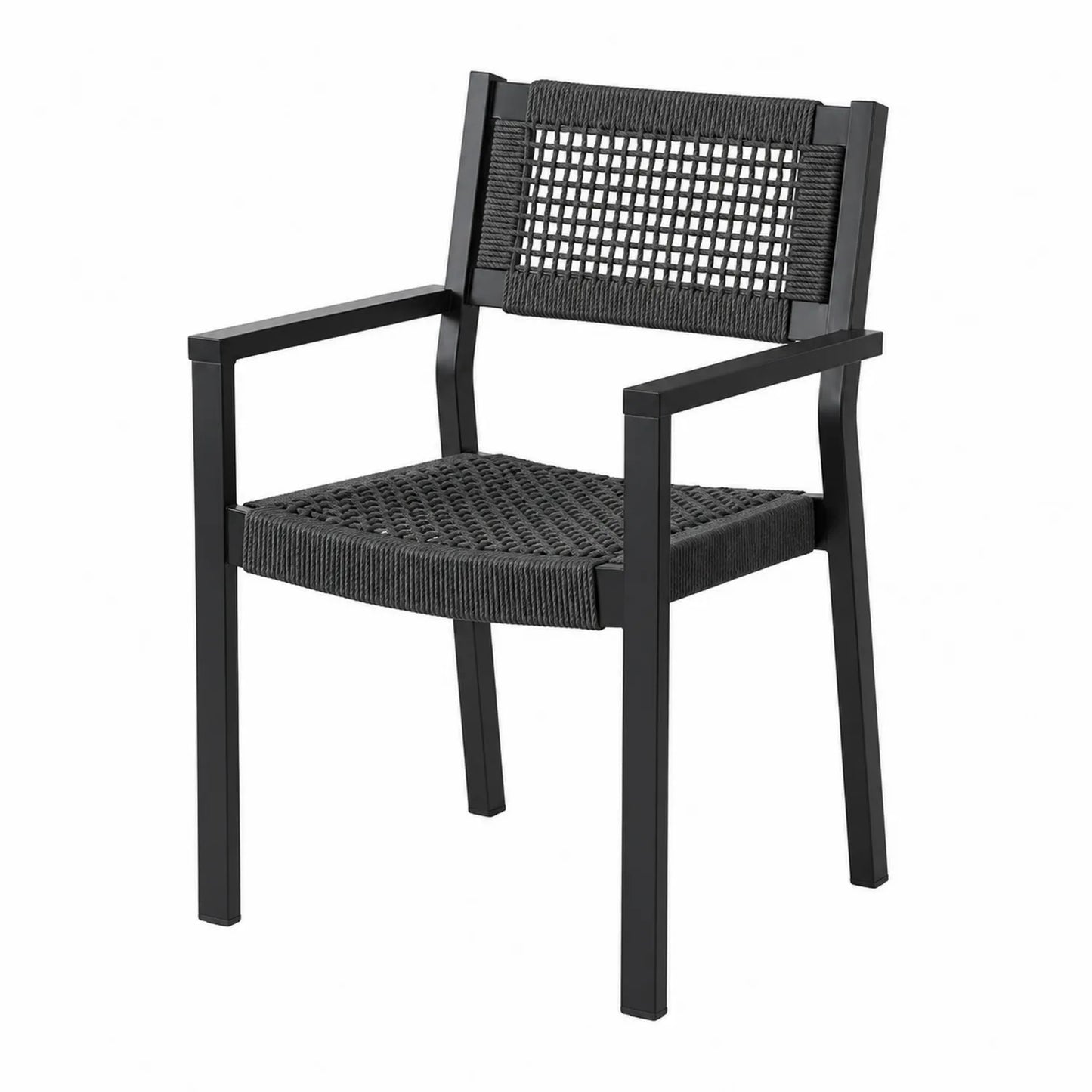 Silla de Exterior de Aluminio y Cuerda Sintética Negro