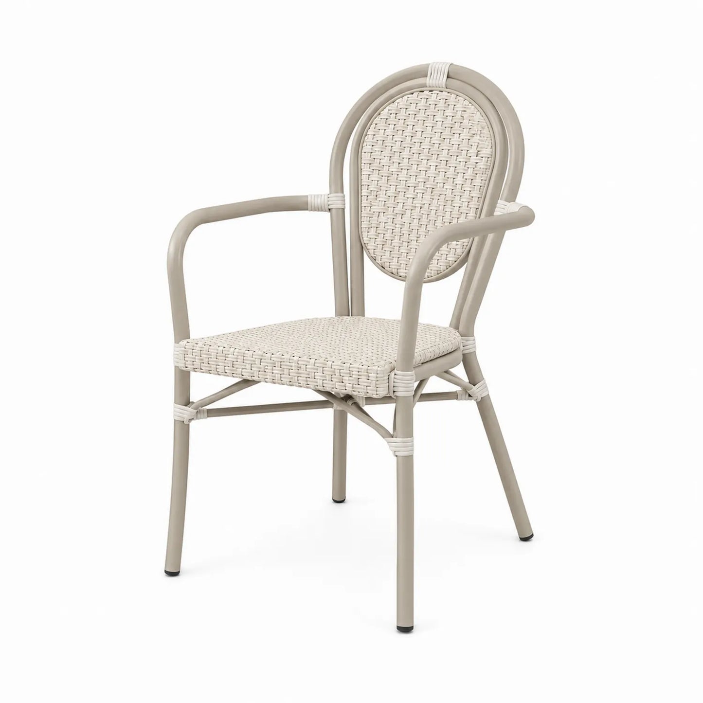 Silla de Aluminio con Asiento y Respaldo de Ratán Sintético Beige