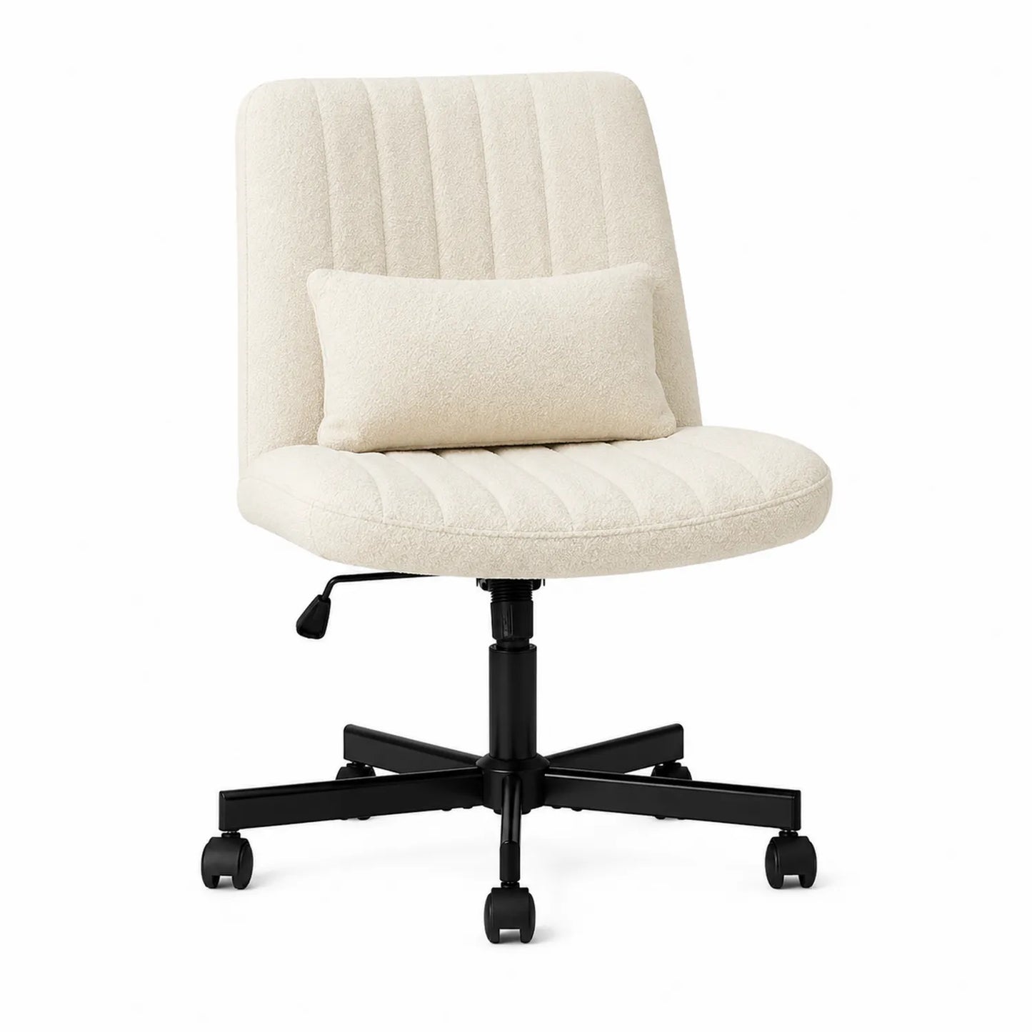 Silla de Oficina Giratoria de Acero y Tela de Poliéster Beige