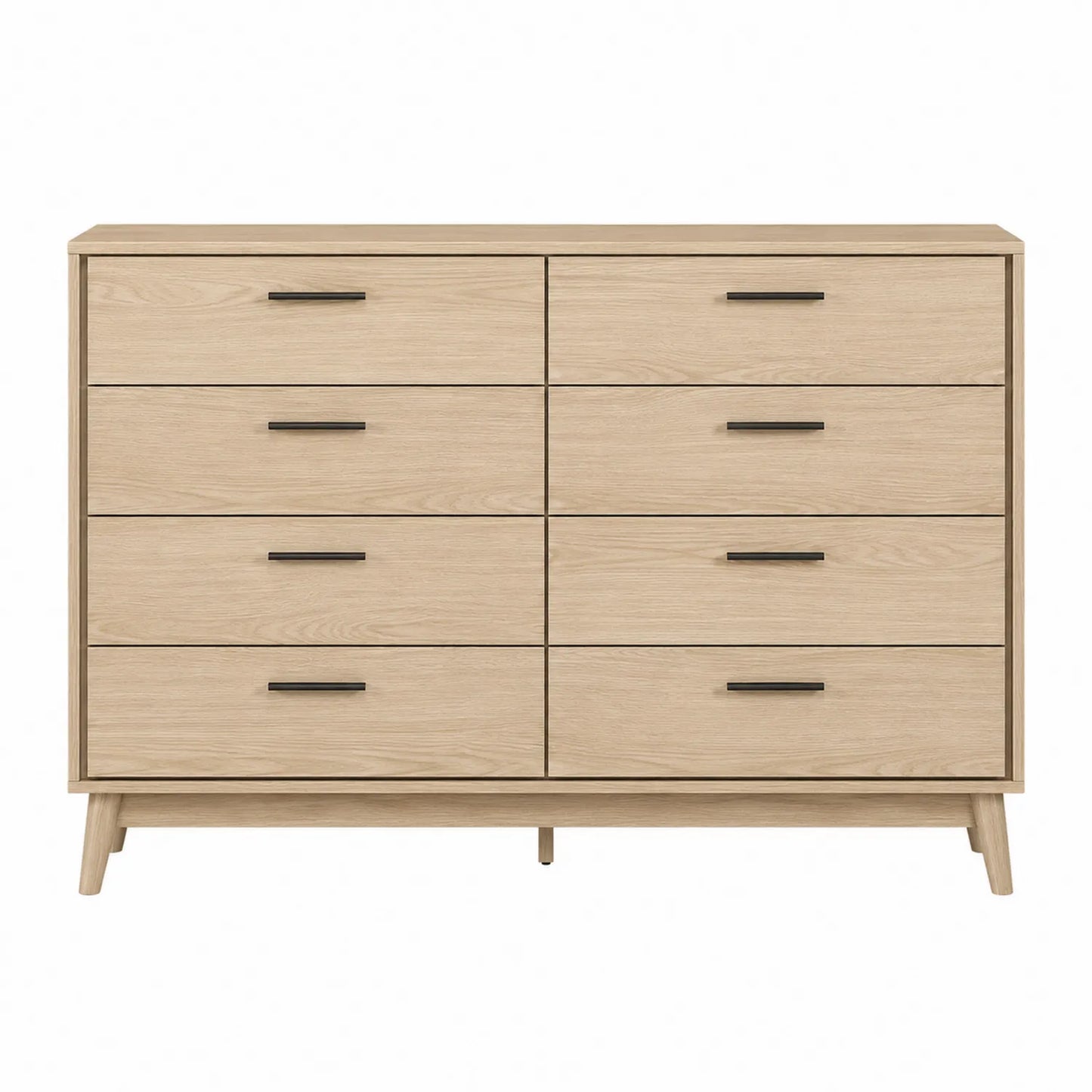 Cómoda de Madera de Roble Claro con 8 Cajones 120x40x90 cm