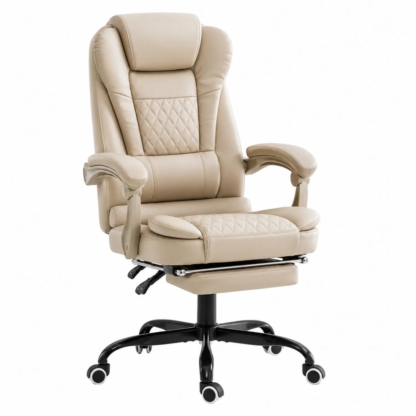 Silla de oficina ergonómica de cuero sintético beige