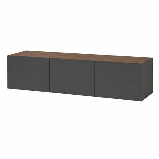 Mueble de TV de Madera y Metal Negro/Nogal 180x40x35cm