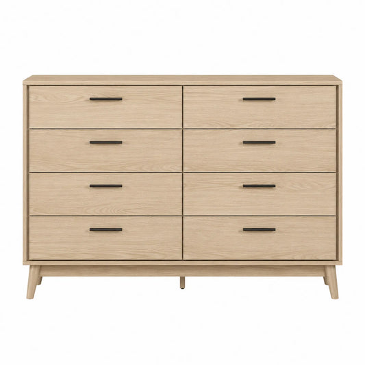 Cómoda de Madera de Roble Claro con 8 Cajones 120x40x90 cm