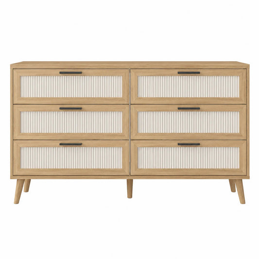 Cómoda de Madera con 6 Cajones Beige 120x40x75 cm