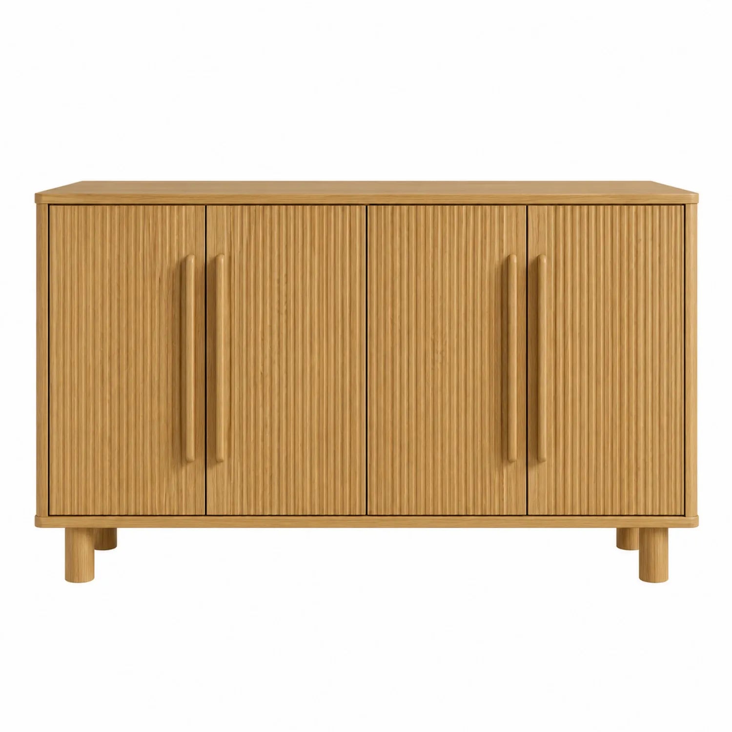 Aparador de Madera de Roble con Puertas Ranuradas 120x40x80 cm
