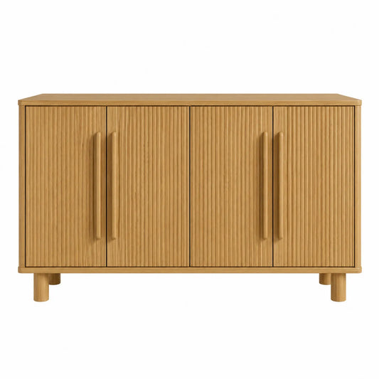 Aparador de Madera de Roble con Puertas Ranuradas 120x40x80 cm