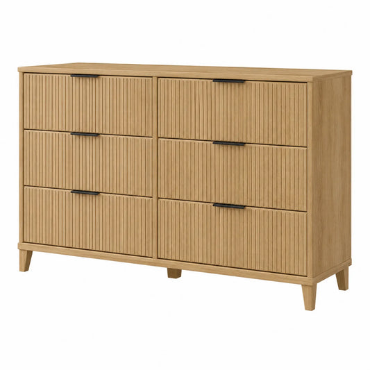 Cómoda de Madera 6 Cajones Natural 120x40x80 cm