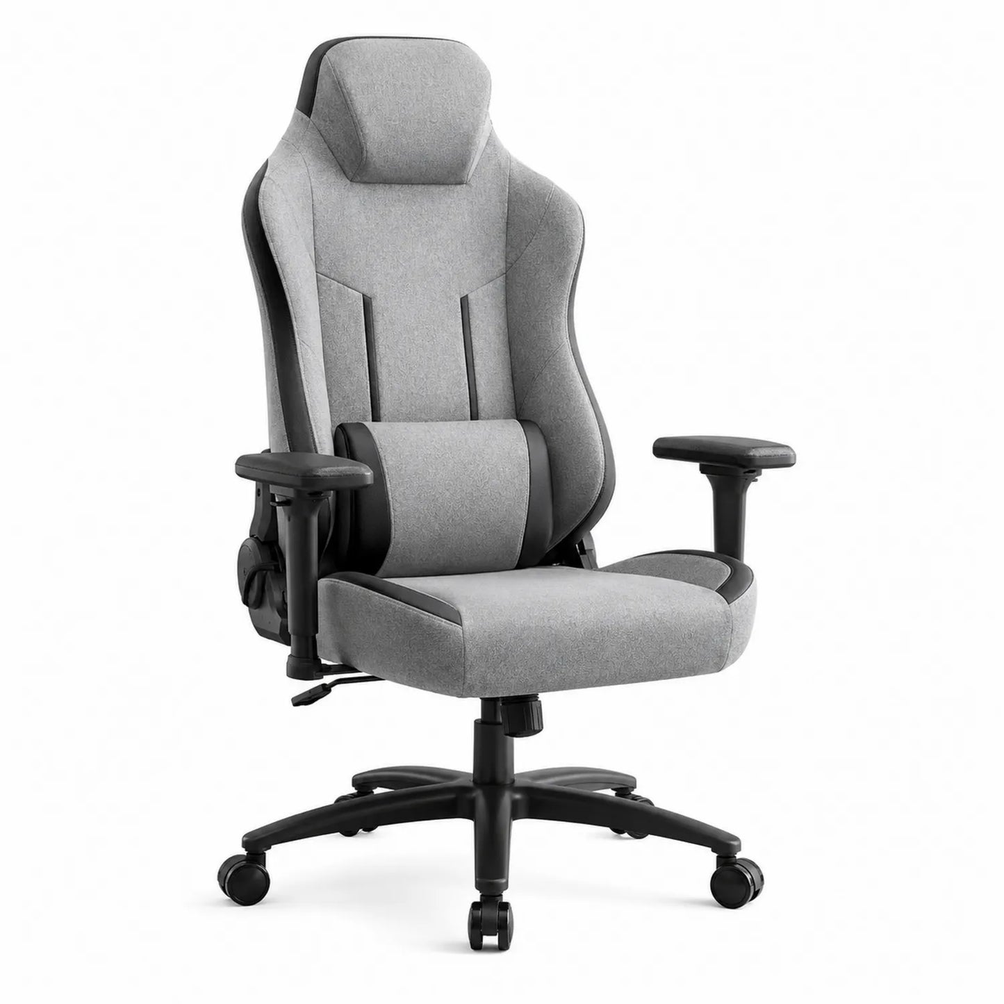 Silla de oficina ergonómica gris con apoyabrazos ajustables