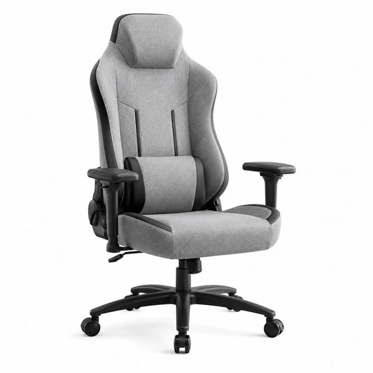 Silla de oficina ergonómica gris con apoyabrazos ajustables